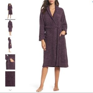 Barefoot Dreams Cozychic Robe Purple White Bathrobe Size 2
